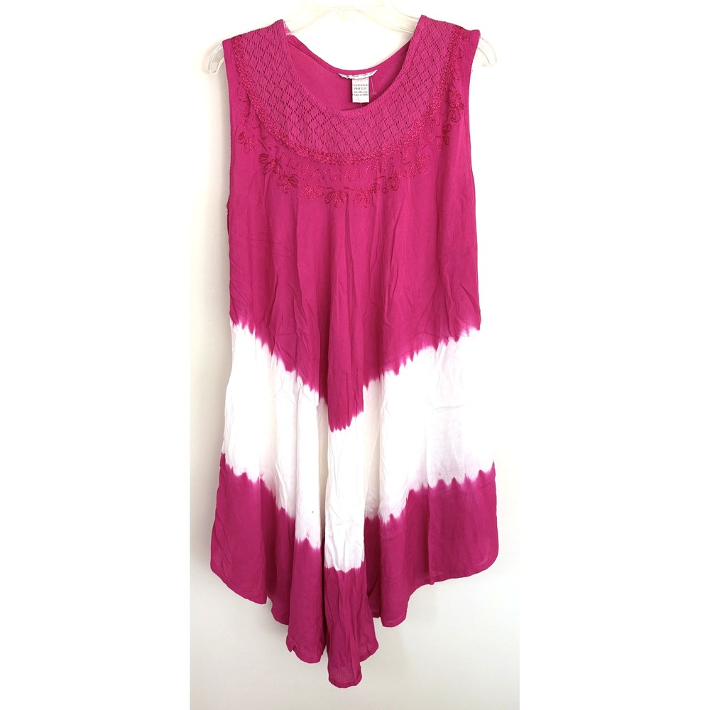 Cute Options Dress Women Free Size Sleeveless Embroidered Boho Rayon Tunic Flaws